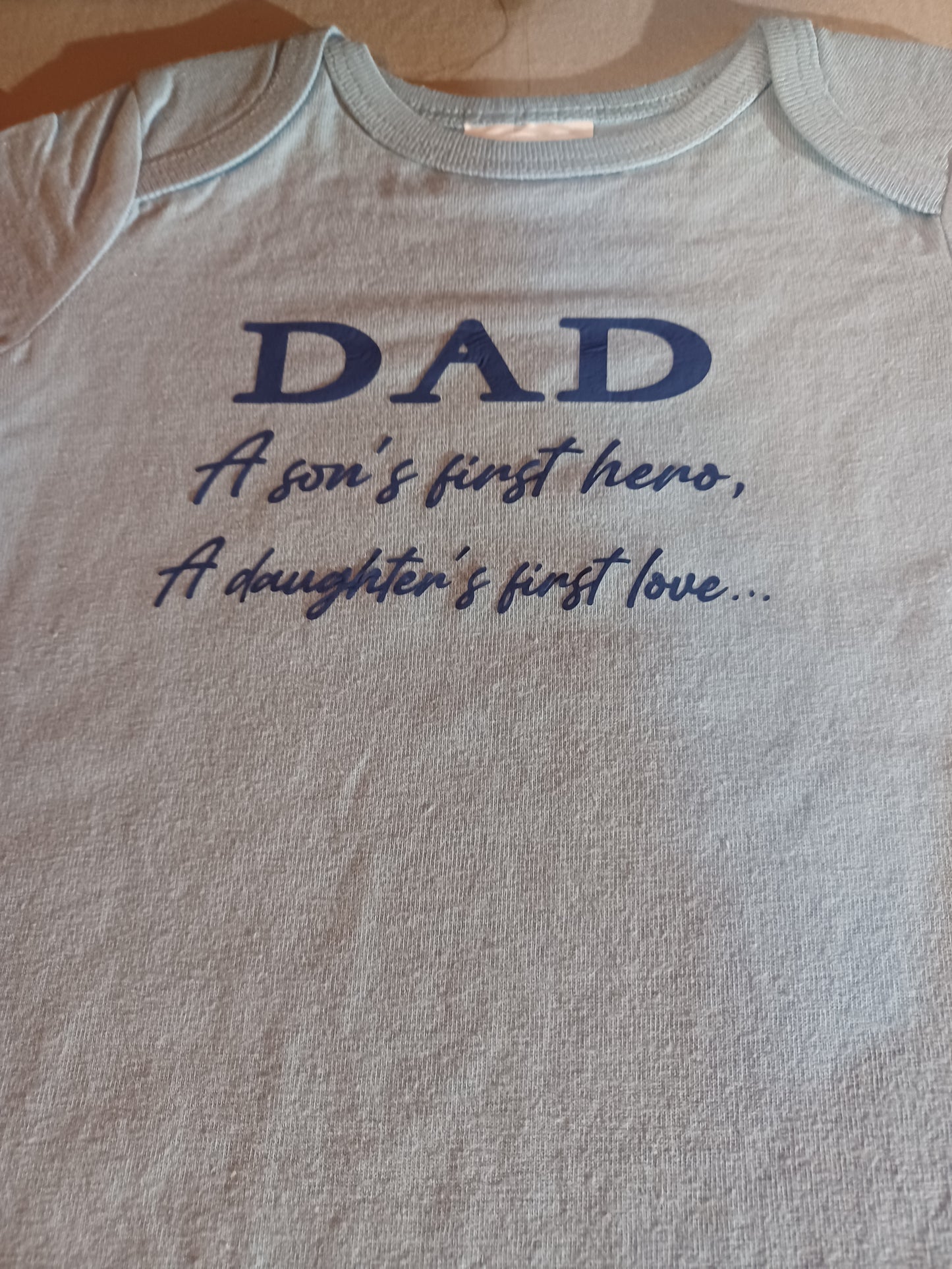 DAD 1st Hero Onesie with Name on back 3-6 Months