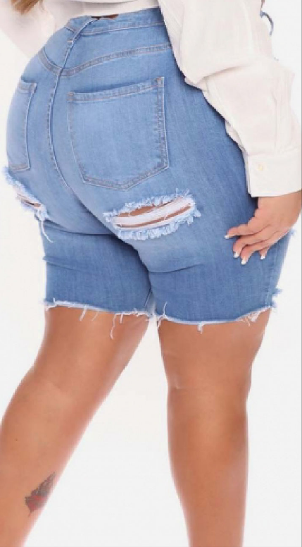 Ripped denim shorts