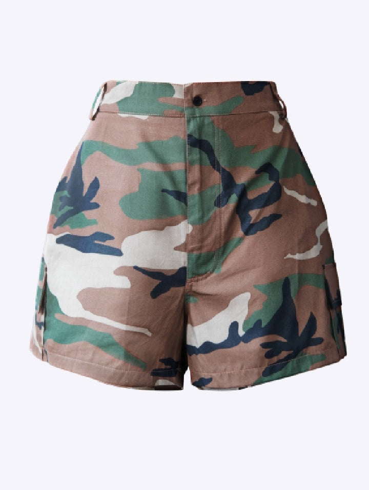 Camouflage shorts.